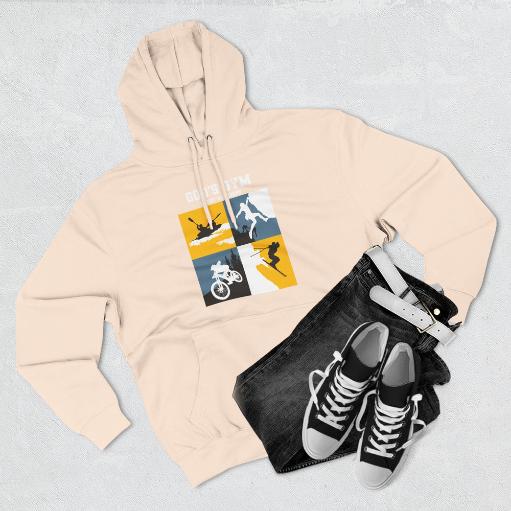 
                      
                        God's Gym Three-Panel Fleece Hoodie
                      
                    